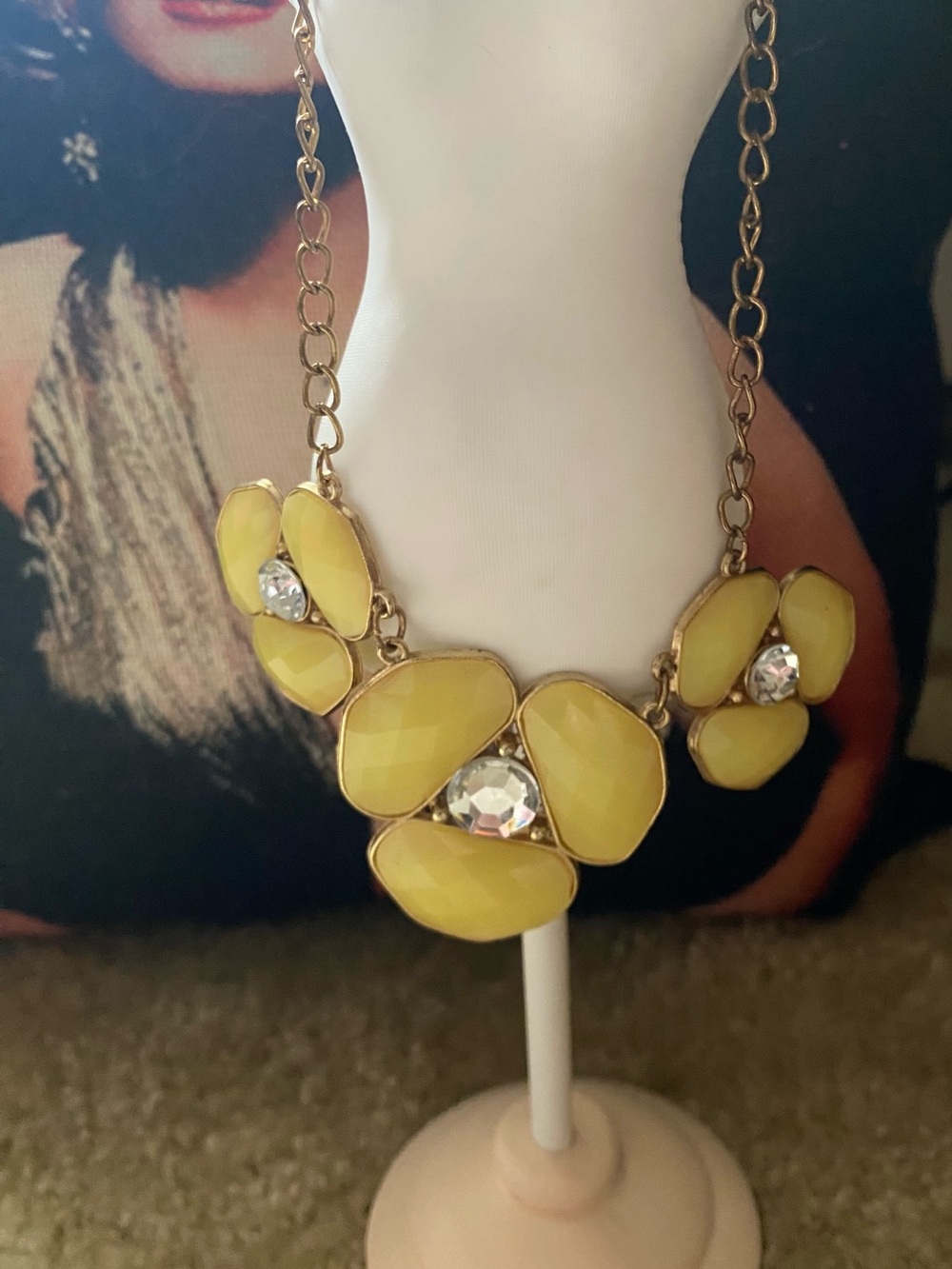 Yellow Floral Pendant Statement Necklace